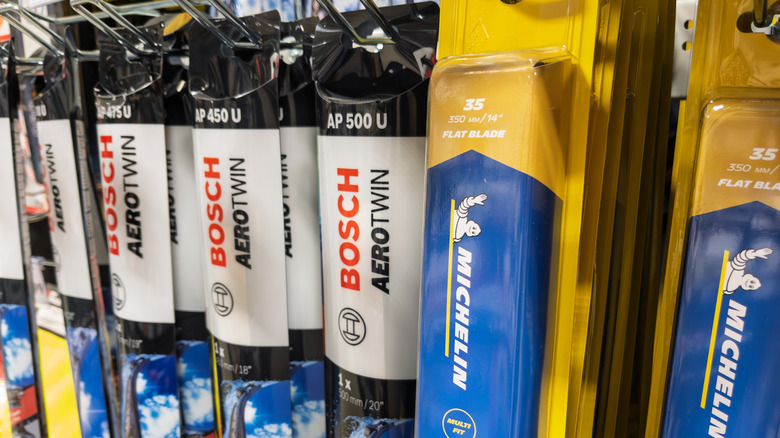 Windshield wipers for sale in auto parts store