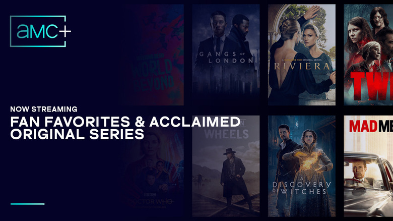 AMC+ now streaming page showing various films and shows