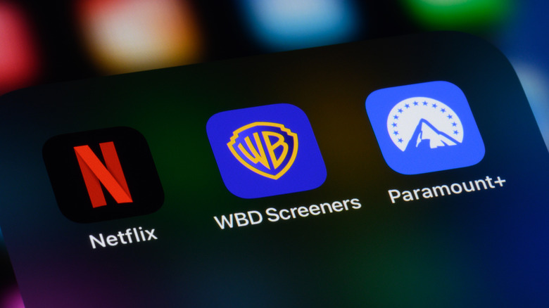 Netflix, Warner Bros., and Paramount+ app icons