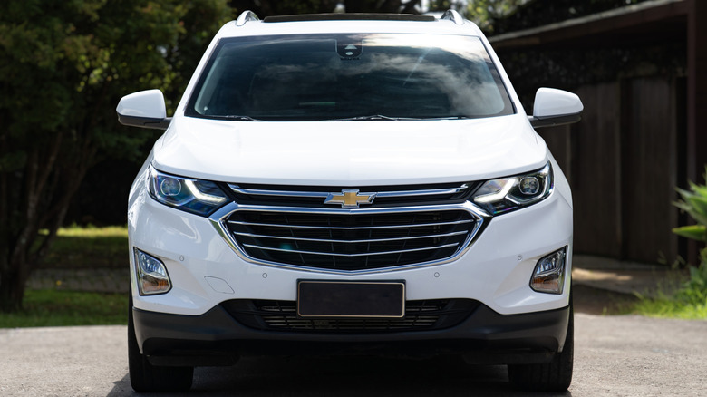 Centered front view of a White Chevrolet Equinox outdoors