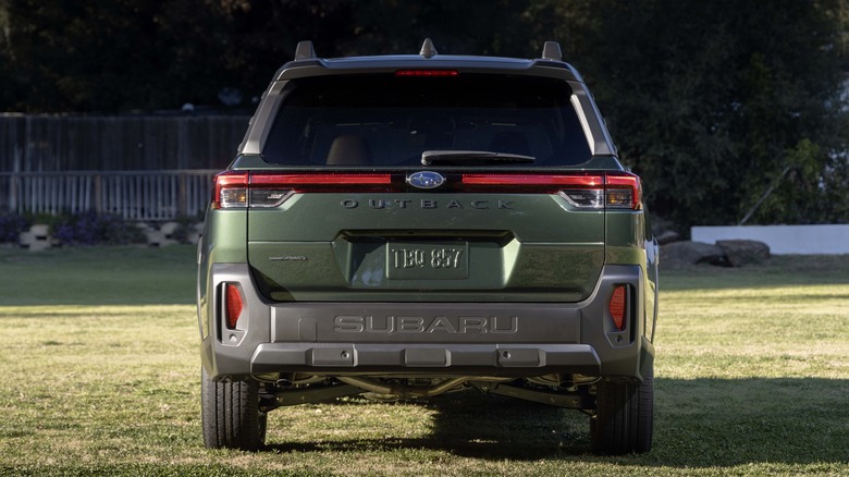 Rear view of 2026 Subaru Outback on lawn