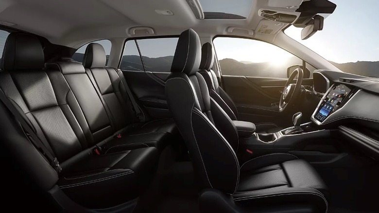 Interior image of the Subaru Outback Limitedshown in slate black leather