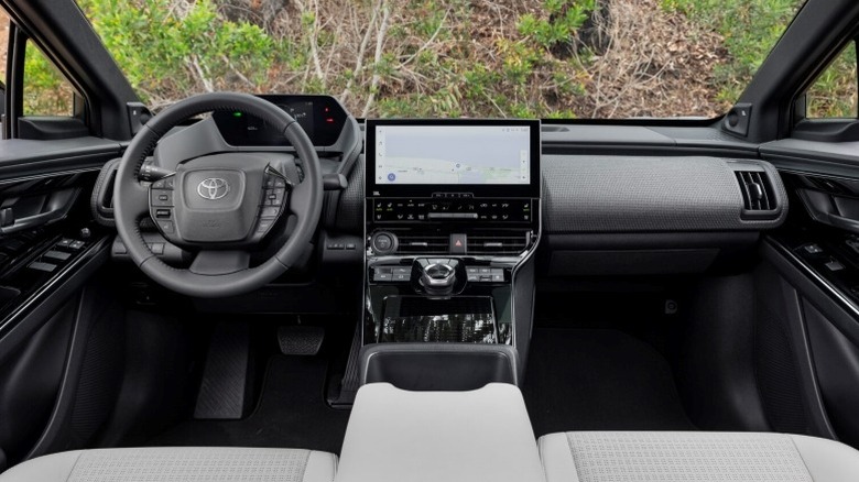 Interior of a Toyota bZ4X showing the dashboard