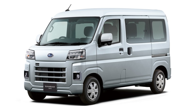 White Subaru Sambar VC on a white background