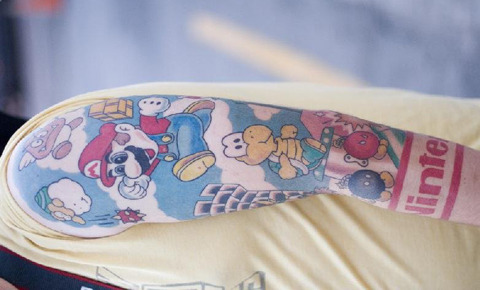 Super Mario sleeve tattoo