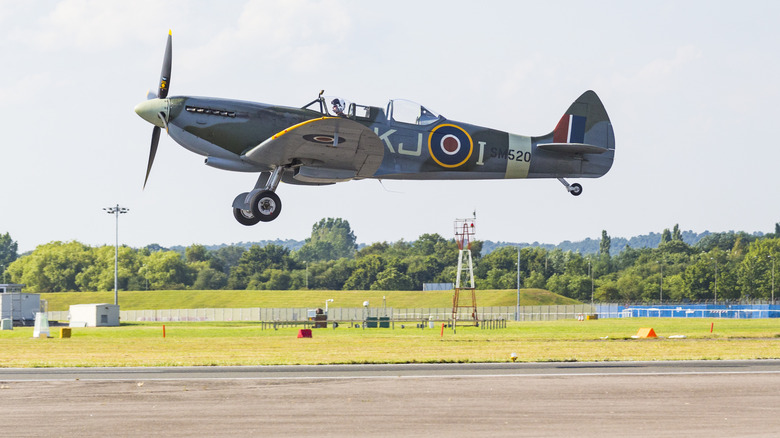 Supermarine Spitfire low over the runway