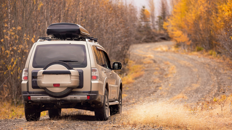 SUV driving in remote area