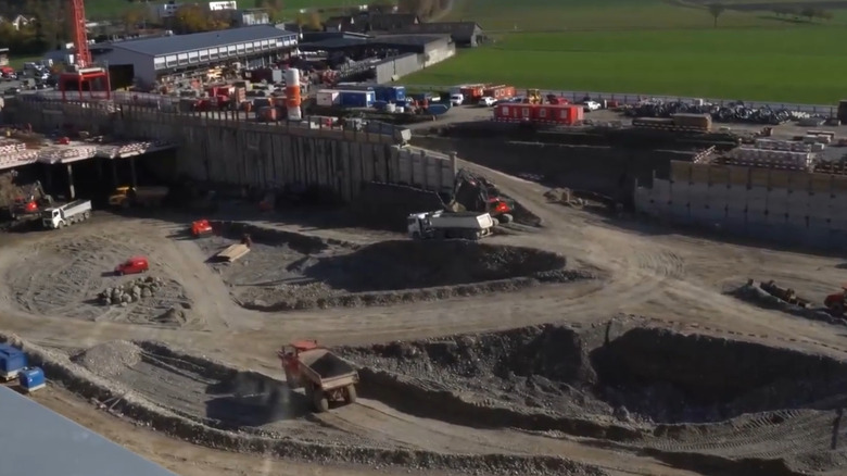 Aerial view of the construction site for Switzerland's 2.1 GWh redox battery system