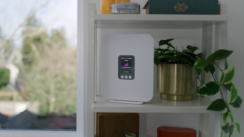 T-Mobile 5G gateway placed on shelf near the window