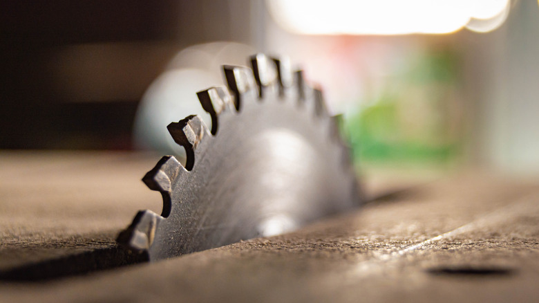 Close up of table saw blade