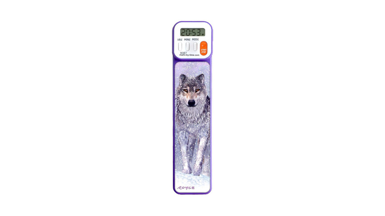 Mark-My-Time digital bookmark with a wolf on it