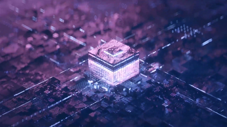 Circuit board with data streams visualized