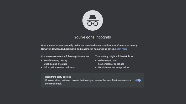 Google Chrome Incognito tab