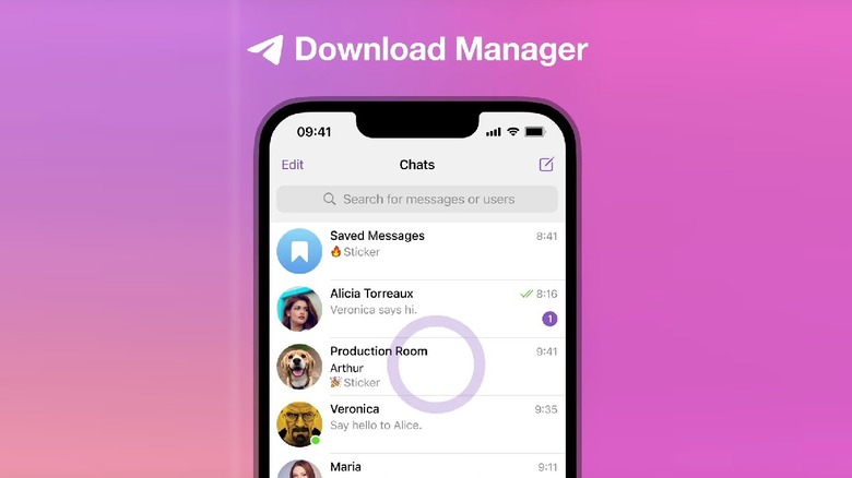 Updated download features in Telegram mobile app.