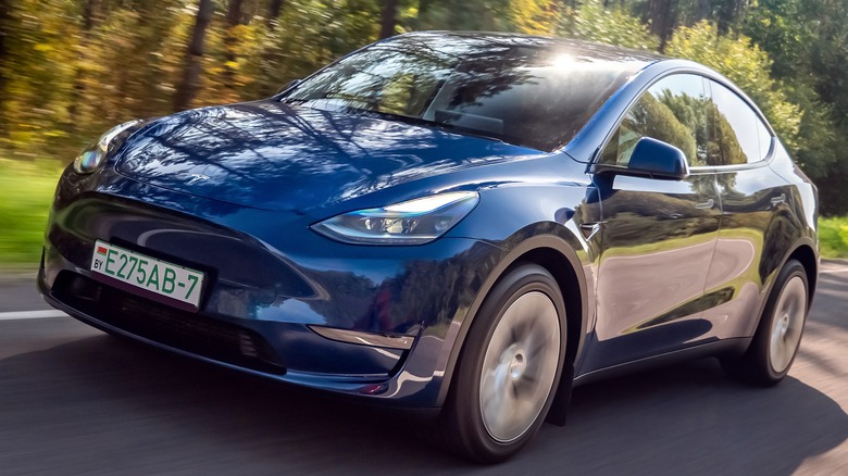 Tesla Model Y on road