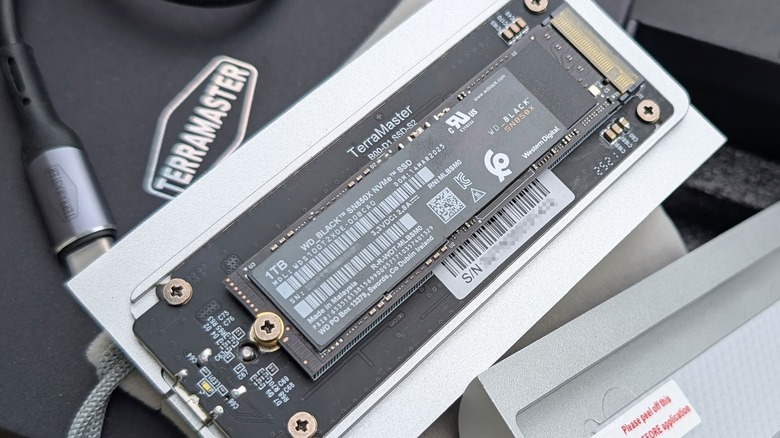 TerraMaster SSD enclosure with SSD installed.