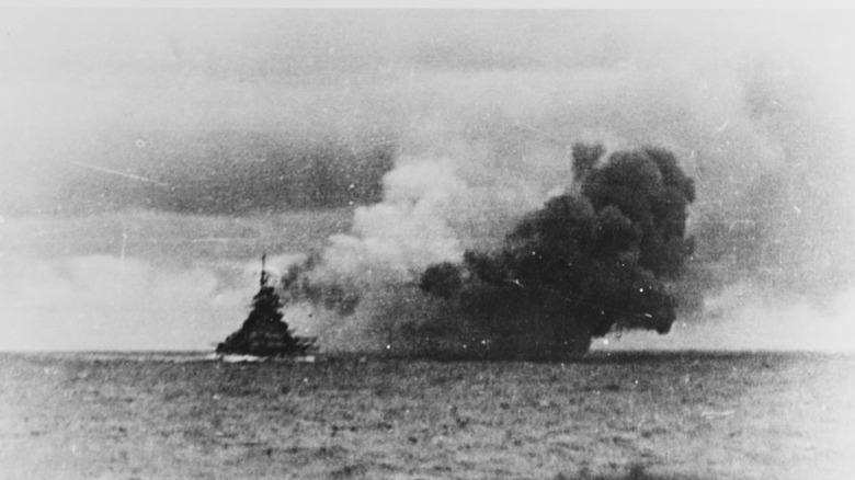 Bismarck firing deck guns