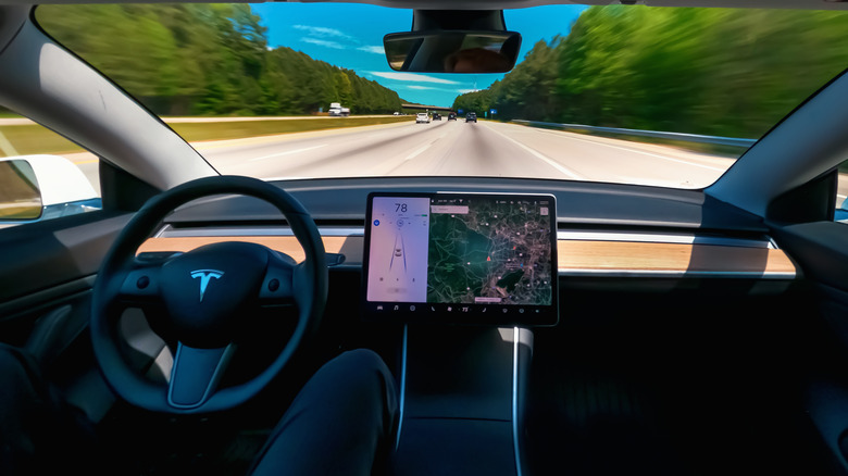 tesla autopilot autonomous car cockpit