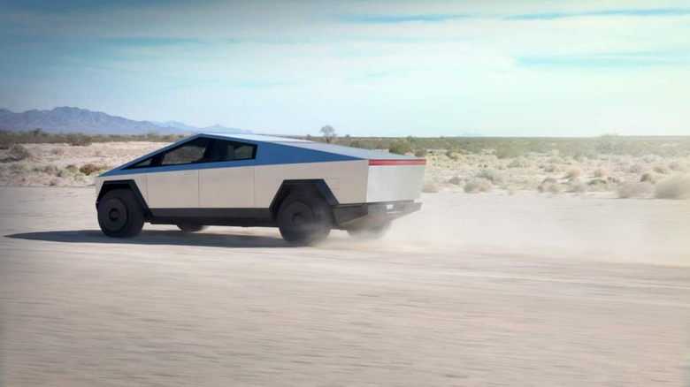 Tesla Cybertruck in a desert