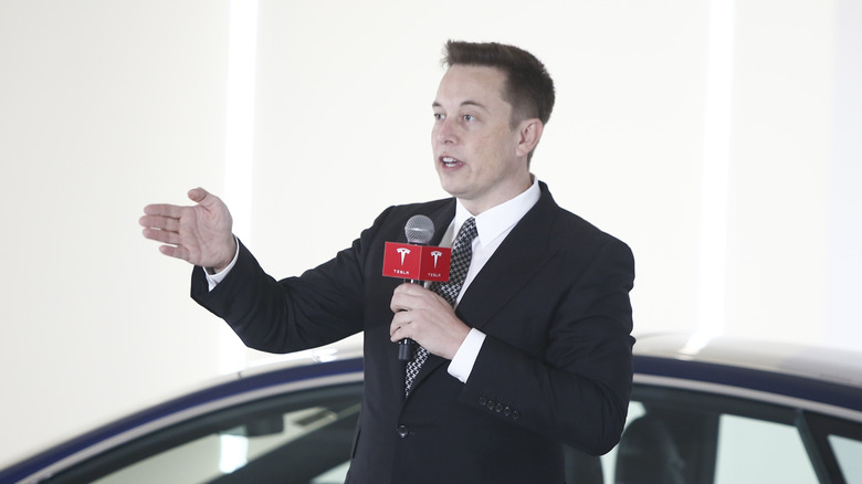 Elon Musk on stage.