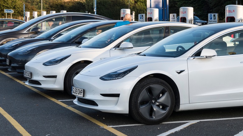 Tesla EVs parking lot