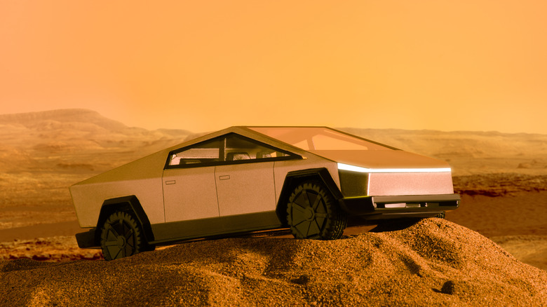 Tesla Cybertruck on hill