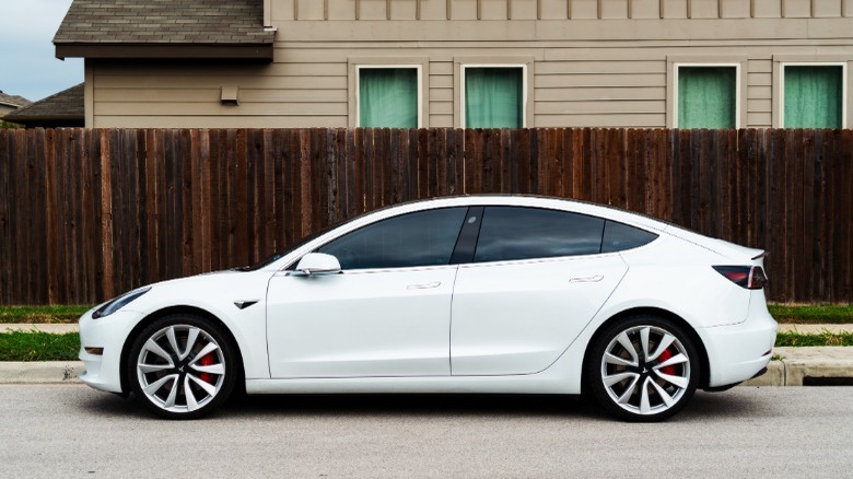 tesla model 3 parked street
