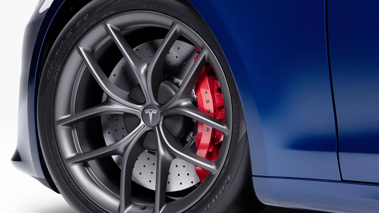 Closeup of upgraded Model S Plaid
