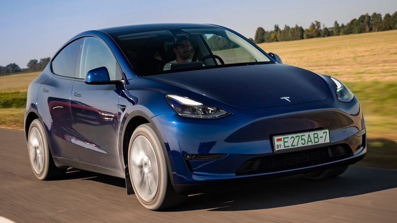 Tesla Model Y on road