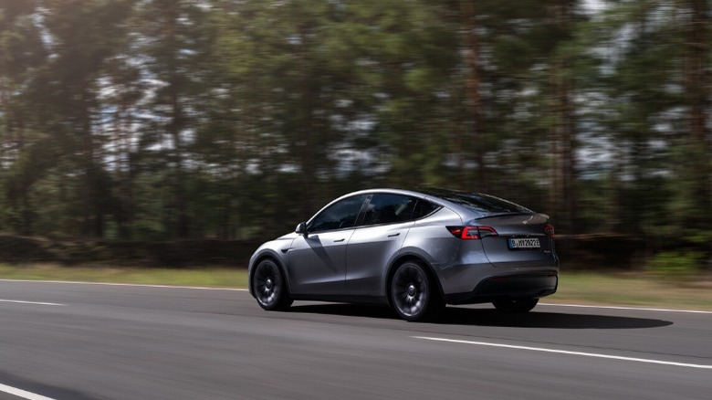 model y driving highway