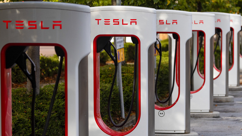Tesla Supercharger stations parking lot