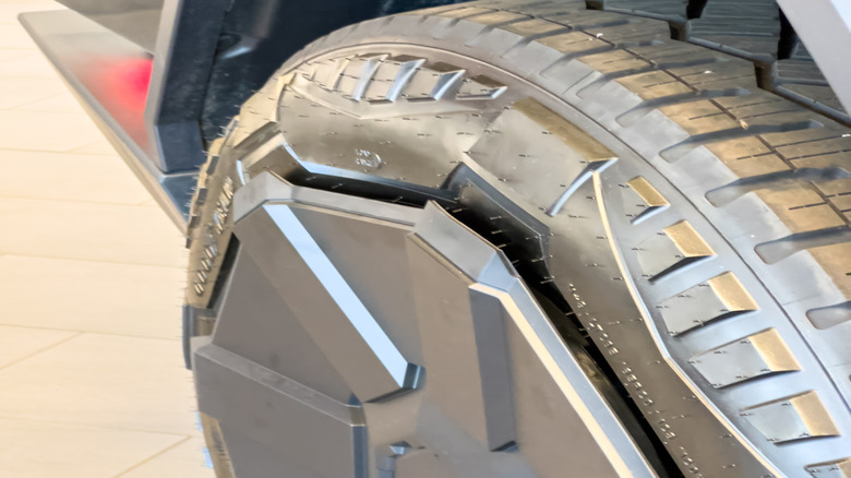 Close-up of Tesla Cybertruck tires