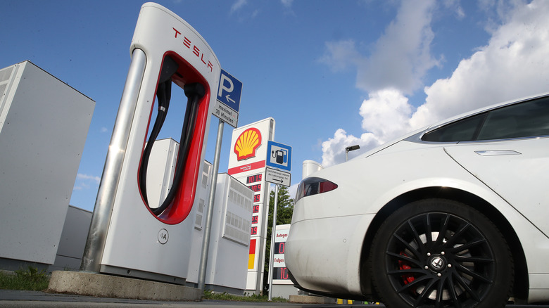 tesla at charging station germany