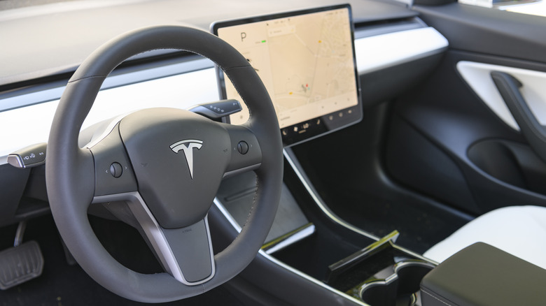 Interior view of Tesla electric car