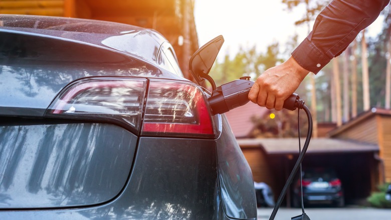 EV charging plugged in