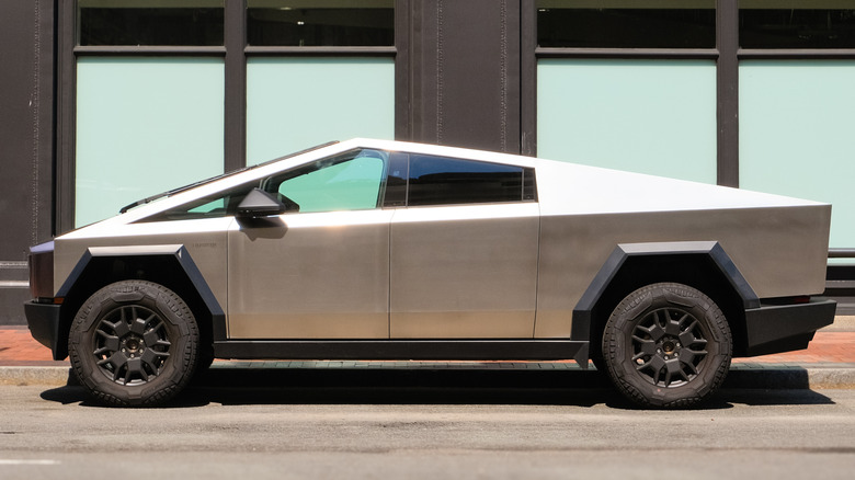 Tesla Cybertruck parked in the street
