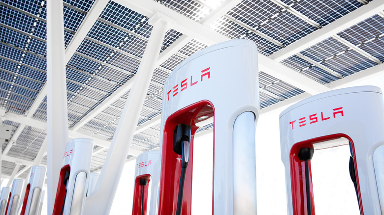 Tesla Superchargers close up