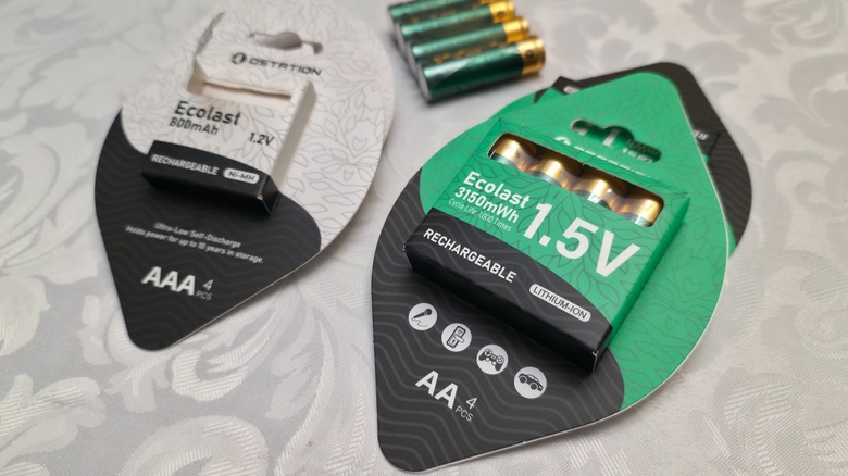 A pack of AAA and AA rechargeable batteries from Olight