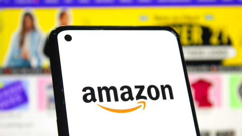 Amazon logo on a smartphone