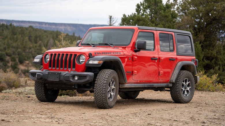 Jeep Wrangler Rubicon on a dirt road
