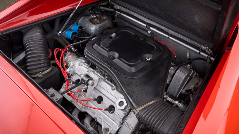 F106 C 000 in Ferrari Dino GT4 engine bay