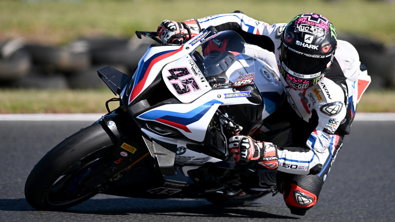 A BMW motorcycle on the racetrack