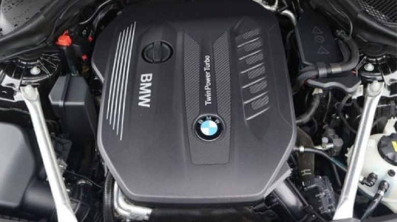 A BMW B57 engine in an engine bay