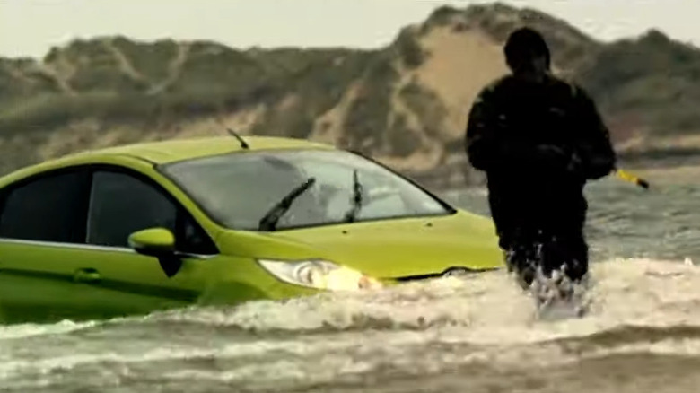 Ford Fiesta among Marines in ocean