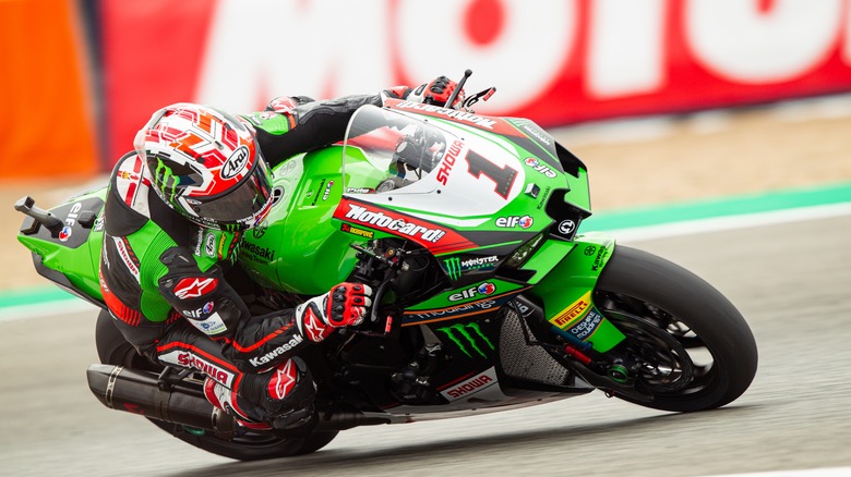 A Kawasaki racing in the MotoGP