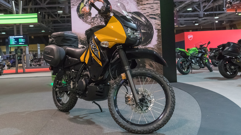 A Kawasaki KLR650 dual sport bike