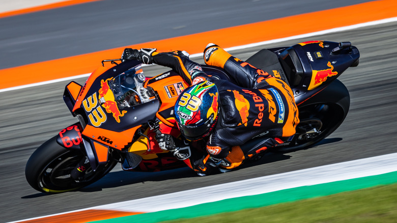 A KTM motorcycle on the racing circuit