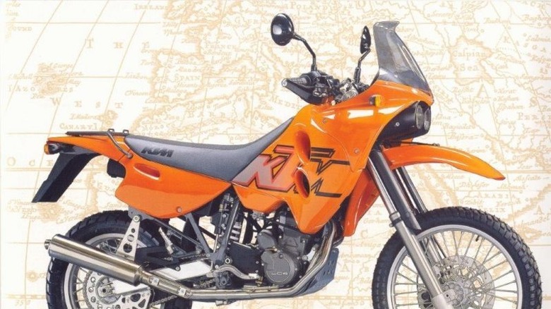 A KTM 640 Adventure in profile