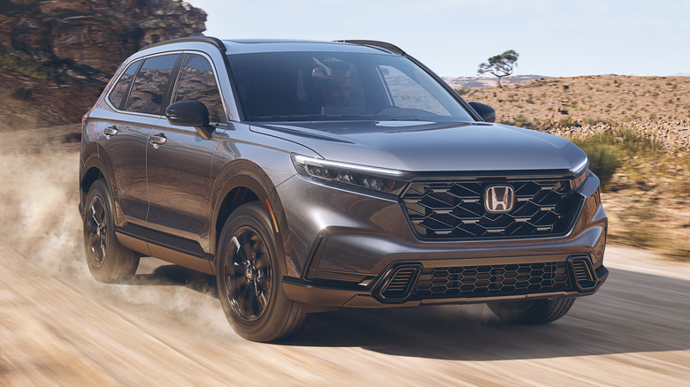 Honda CR-V on dirt road