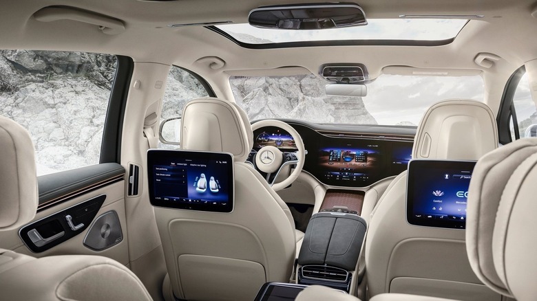 Mercedes-Benz EQS SUV interior from rear